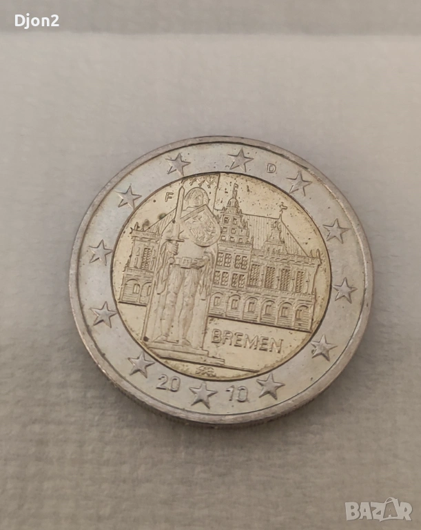 Евро Монета вижда се номинала, снимка 1