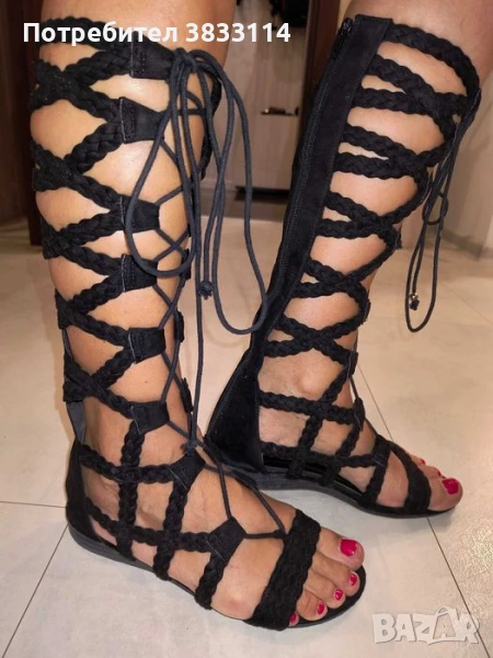 Дамски черни готини сандали, снимка 1