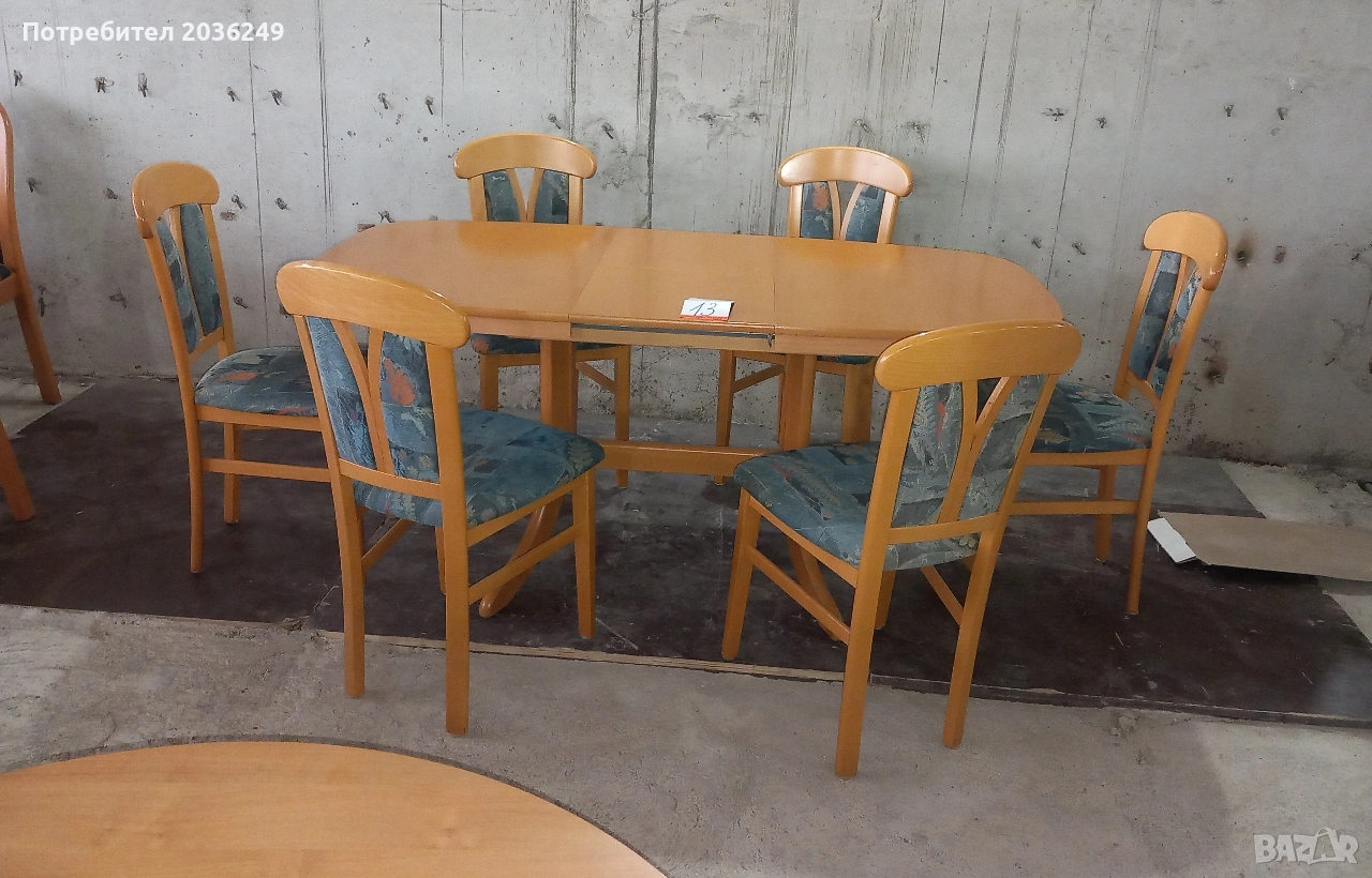 Комплект масивна разтегателна маса с 6 стола, снимка 1