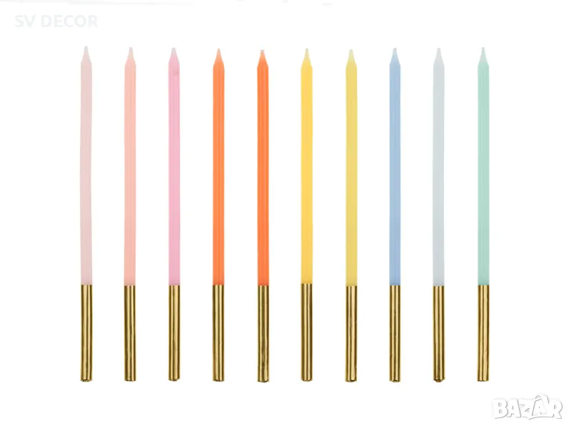 Свещи за рожден ден, разноцветни (12бр./оп), снимка 1