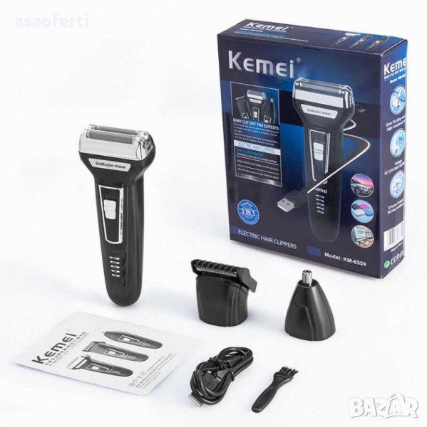 Машинка за бръснене и подстригване Kemei 3 в 1, Kemei КМ-6558, снимка 1