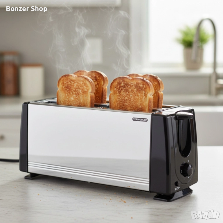 Тостер за 4 филии 1200W, метален, снимка 1