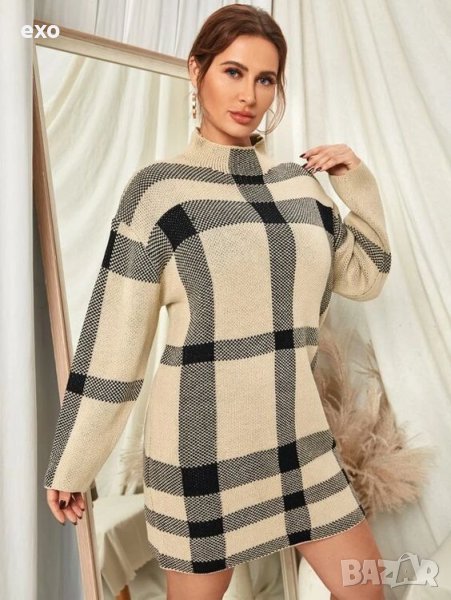 Зимна рокля каре,Туника голям размер, Зимна туника, Къса зимна рокля, снимка 1