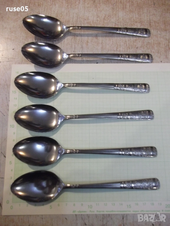 Лот от 6 бр. лъжици с релефни дръжки, снимка 1