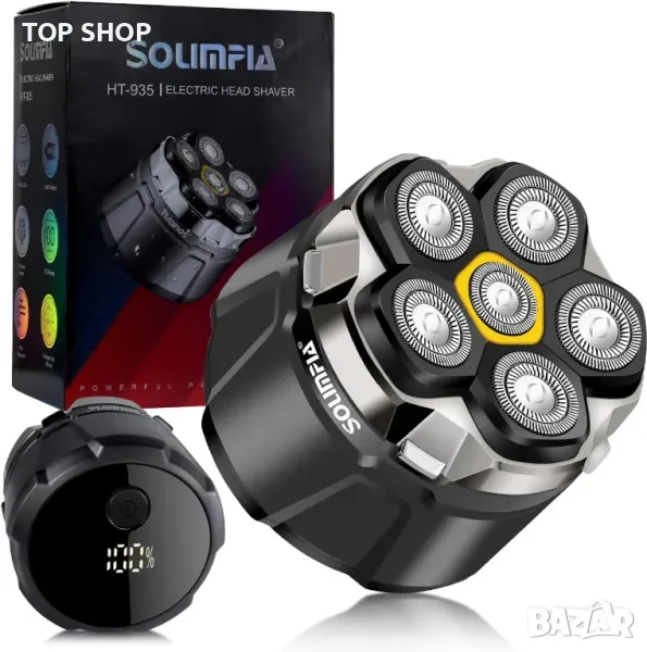 Самобръсначка за глава SOLIMPIA за мъже, 6D гъвкава глава, мокро/сухо, LED дисплей, снимка 1