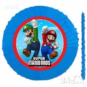 Супер Марио Super Mario голяма готова пинята + пръчка подарък за парти рожден ден, снимка 1
