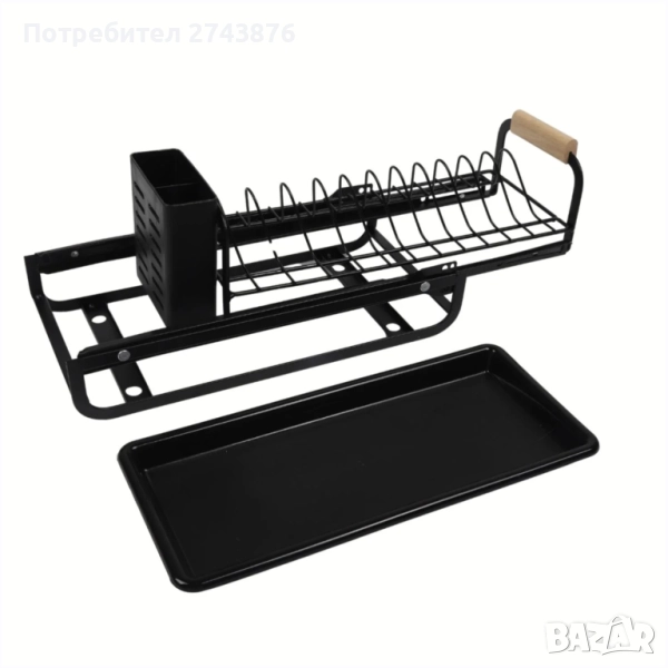 Черен плъзгащ се органайзер за прибори за хранене, 37x17.5x16см,За кухненски шкафове. Dish rack, снимка 1