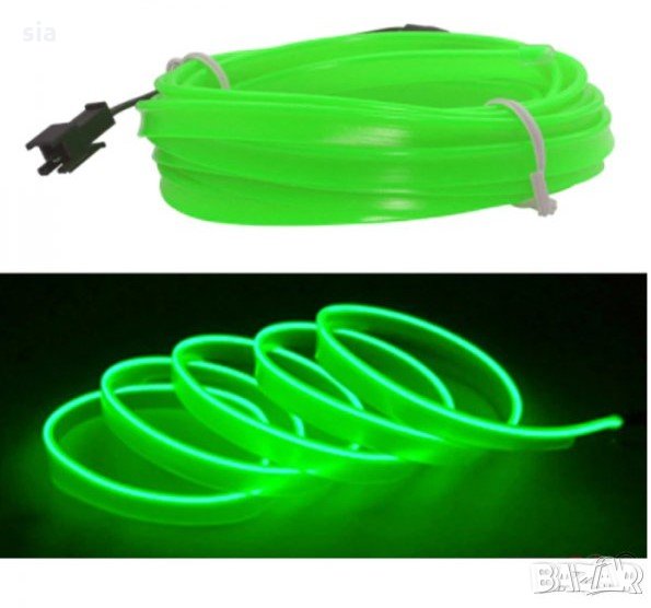 Интериорна LED лента за кола, 2м., 12V, зелен, снимка 1