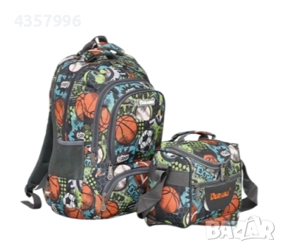 Комплект раница и чанта за храна, За ученици, За момче, Цветен , снимка 1