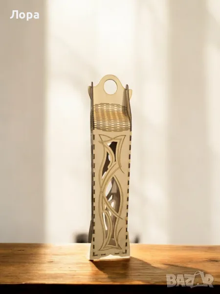 Дървена кутия за бутилка, снимка 1