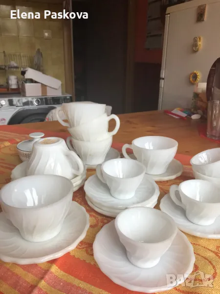 чаши бял аркопал за чай и кафе - 11 броя, снимка 1