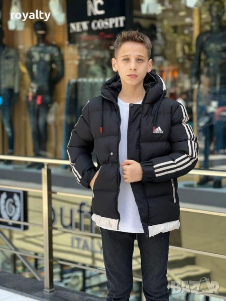 Детско пухено палто с качулка за момче, снимка 1