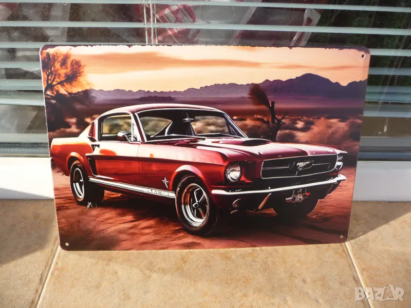 Метална табела кола Ford Mustang ретро мускули мощна бърза, снимка 1