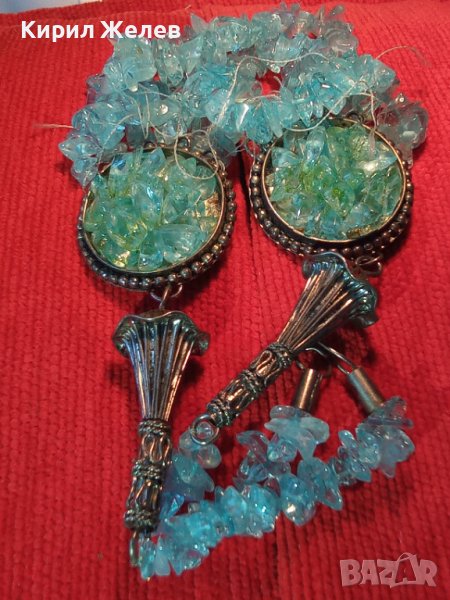 ИЗУМИТЕЛНО КРАСИВА ПОСРЕБРЕНА КРИСТАЛНА ЕТНО - АРТ СТИЛ ОГЪРЛИЦА РЪЧНА ИЗРАБОТКА 34781, снимка 1