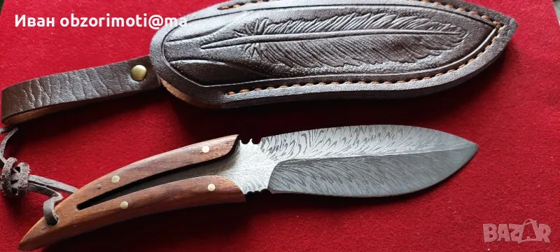 уникален нож перо от дамаска стомана, снимка 1