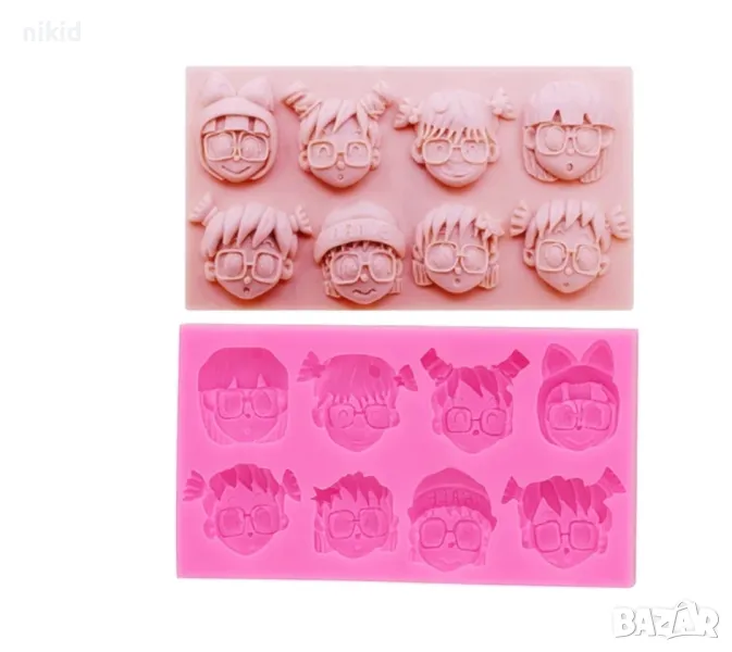 Деца с очила Анимация герои дете лица лице силиконов молд форма фондан декор украса , снимка 1