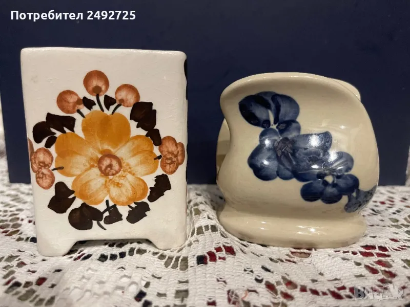 Ваза и салфетник ръчно рисувано, снимка 1