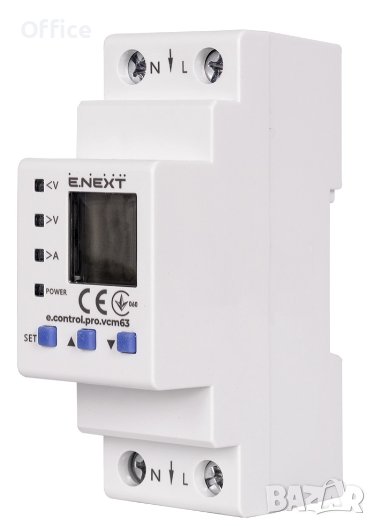 Реле за контрол на напрежение и ток, монофазно 63А, с индикация e.control.pro.vcm63, снимка 1
