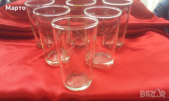 Ретро чаши за алкохол с гравюра 6 бр, снимка 1 - Чаши - 28129053