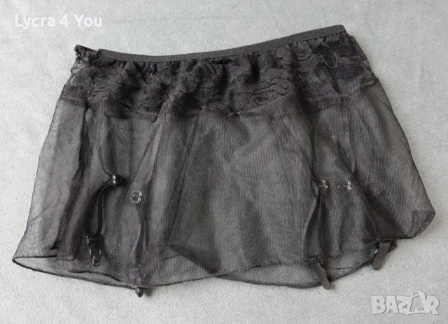 S/М черна мини пола от тюл с дантела и вградени жартиери за чорапи, снимка 9 - Бельо - 43173657