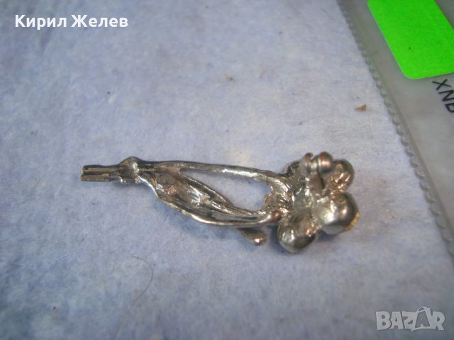 НЕЖНА ПОСРЕБРЕНА КРИСТАЛНА ФЛОРАЛНА РЕТРО АРТ БРОШКА ЦВЕТЕ 13903, снимка 5 - Антикварни и старинни предмети - 37743860