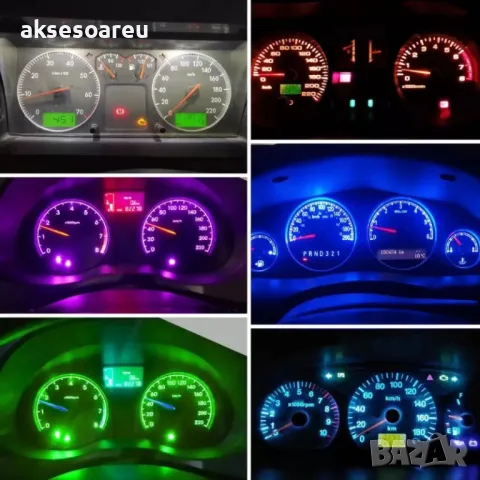  Нова T5 Led крушка 3SMD с 3030 чипове Супер ярки крушки за автомобилни табла Лампа на арматурното, снимка 5 - Аксесоари и консумативи - 50389893