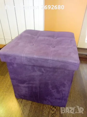 Сгъваема велурена табуретка с място за съхранение , снимка 2 - Дивани и мека мебел - 44860744