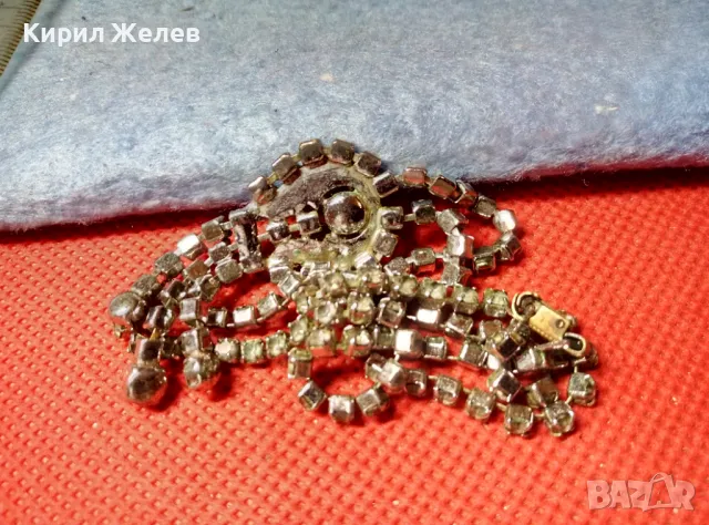 ПОСРЕБРЕНА РЕТРО МЕДНА ОГЪРЛИЦА с ФАСЕТИРАНИ ИСКРЯЩИ БОХЕМСКИ КРИСТАЛИ 47450, снимка 5 - Антикварни и старинни предмети - 47316747