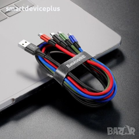 Кабел 4-in-1, BASEUS, 3.5A, 1.2m, Type-C / 2xLightning / Micro (CA1T4-A01) /черен/, снимка 3 - USB кабели - 40326292