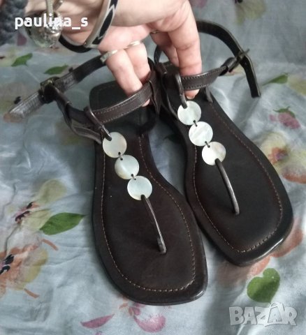 Естествена кожа и кралски седеф Абалон / маркови сандали "Saint Tropez" / N38, снимка 3 - Сандали - 37304982