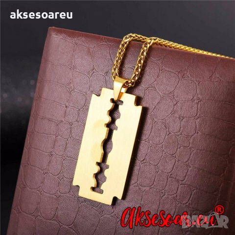 Колие бръснарско ножче  от неръждаема стомана бръснач медальон бижута стомана огърлици висулки с вер