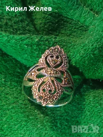 РАЗКОШЕН АЖУРЕН СКЪПОЦЕНЕН СРЕБЪРЕН ПРЪСТЕН СРЕБРО 925 ИНКРУСТИРАН с ФАСЕТИРАНИ МАРКАЗИТИ 49113, снимка 16 - Пръстени - 50024244