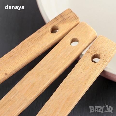 2632 Комплект бамбукови прибори за готвене, 3 броя, снимка 4 - Прибори за хранене, готвене и сервиране - 35256159