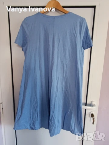 Zara синя памучна рокля, снимка 2 - Рокли - 50753374