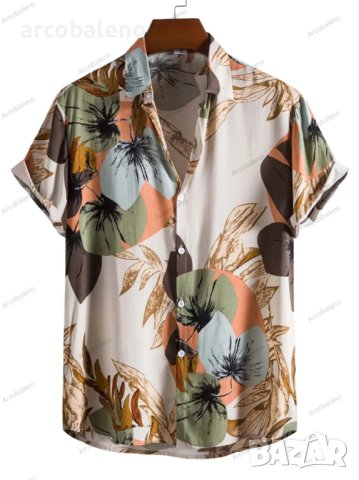 Мъжка модна тенденция, Ежедневна мъжка риза с щампи с къс ръкав, 4цвята - 023 , снимка 5 - Ризи - 40847917