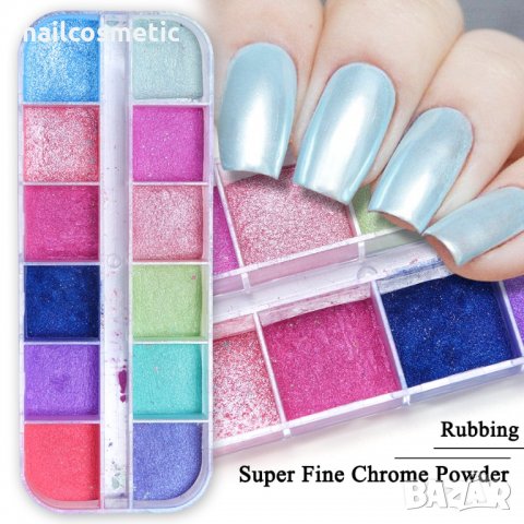 12 цвята перлен пигмент в кутия, снимка 4 - Продукти за маникюр - 28448191