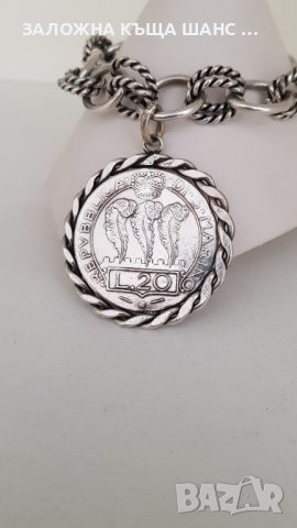 Стара сребърна гривна с монета в обков 1933г San Marino 20 lire, снимка 11 - Антикварни и старинни предмети - 40244005