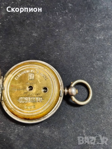 Швейцарски СРЕБЪРЕН джобен часовник 1900г. с ключе - 10 РУБИНА ПРОМОЦИЯ, снимка 6 - Джобни - 50419600