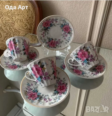 руски порцелан, сет за чай, ЛФЗ, снимка 4 - Чаши - 51936750