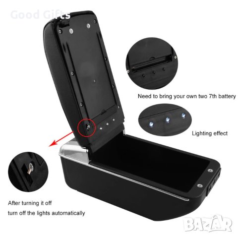Подлакътник за Автомобил, Централна конзолна кутия за съхранение, с USB LED, снимка 3 - Аксесоари и консумативи - 43018270