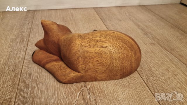 Колекционерска масивна дървена котка, 1980г, снимка 4 - Антикварни и старинни предмети - 43291091