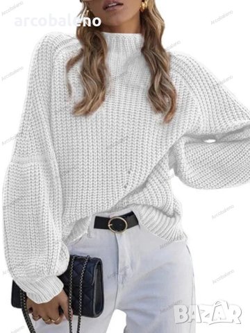 Дамски ежедневен свободен пуловер с висока яка, 8цвята - 023, снимка 6 - Блузи с дълъг ръкав и пуловери - 43039851