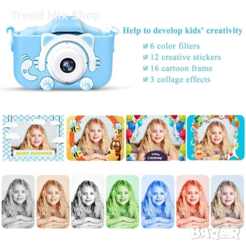 Детски цифров фотоапарат 1080P – Идеалният подарък за малки фотографи, снимка 11 - Други - 51527633