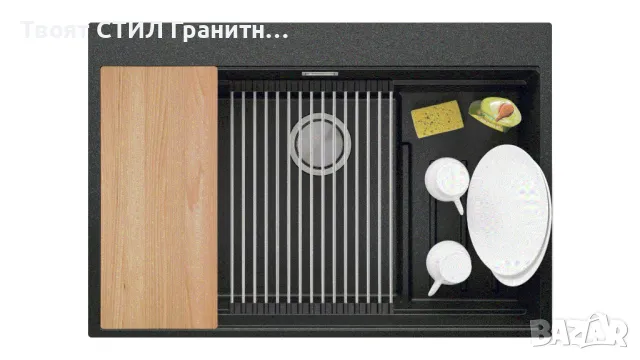 Графит кухненска мивка от гранит Осло 80 Max Multilevel 780 x 530 mm