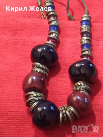 СТАРИННО КОЛИЕ БРОНЗ и МУРАНО ВЕНЕЦИАНСКО СТЪКЛО УНИКАЛНА РЪЧНА ИЗРАБОТКА 4001, снимка 3 - Колиета, медальони, синджири - 29637436