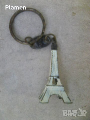 Стар ключодържател Айфелова кула бяла, снимка 1