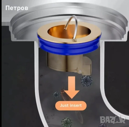 Месингова клапа за канала в банята - Антизапушващ филтър срещу миризми и насекоми, снимка 6 - ВИК - 53398948