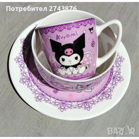 Детски порцеланов комплект от три части - Kuromi , снимка 5 - Сервизи - 50499257