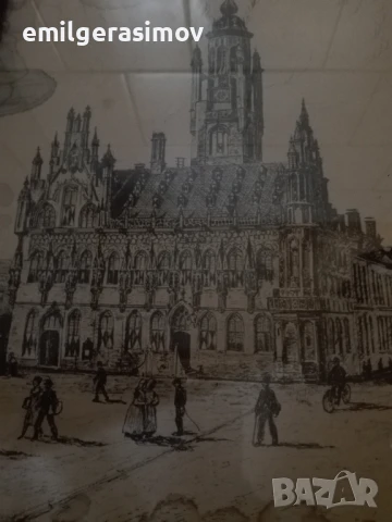 Две картини графика от края на XIX век и две пана., снимка 5 - Картини - 51236662