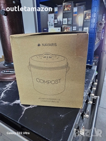 Метален контейнер за компост, сив, 3 л с 3 филтъра, Navaris, снимка 4 - Други - 52750173